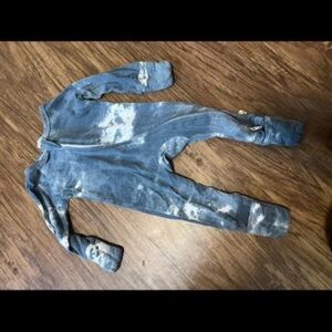 BAMBOO Blue and White Kids One Piece Footie